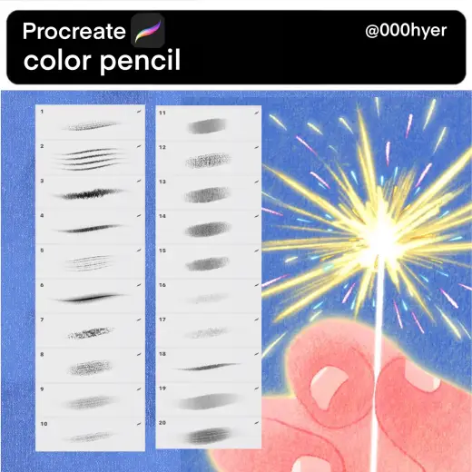 Сolor pencil brushset for procreate cartoon — Procreate brush