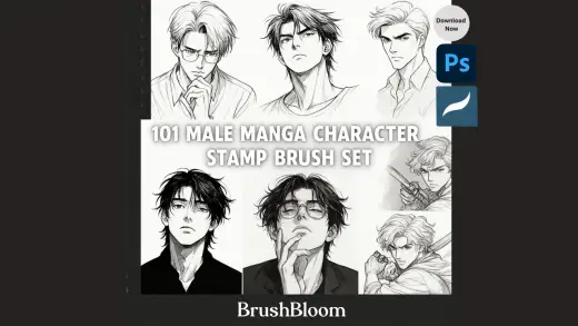 100 Male Character Stamp Brushes for Procreate — Procreate brush