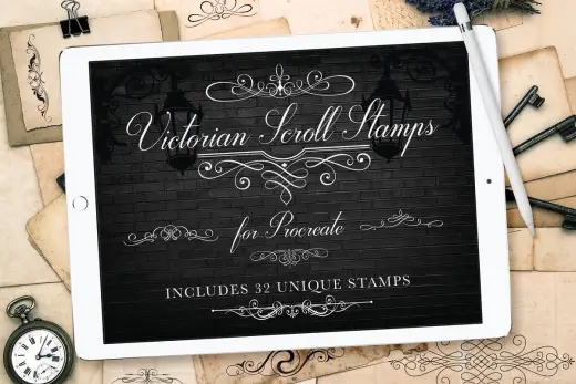 [Paid] Victoria Scrolls Procreate Stamps — Procreate brush