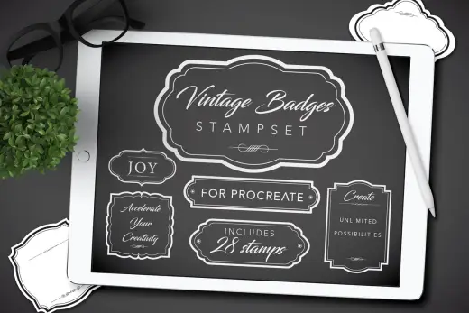 [Paid] Vintage Badges Procreate Stamps — Procreate brush