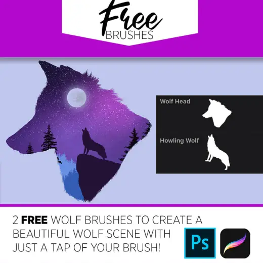 Wolf Silhouette brushes — Procreate brush