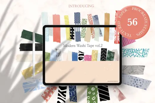 [Paid] Modern Washi Tape Vol2 for Procreate — Procreate brush