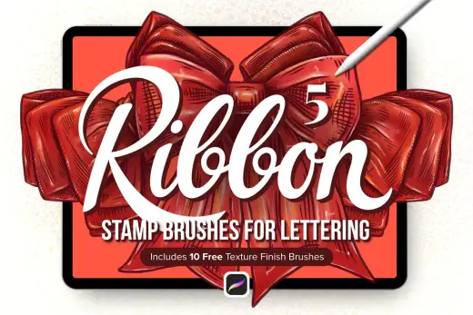 [Paid] 5 Ribbon Procreate Stamp Brushes — Procreate brush