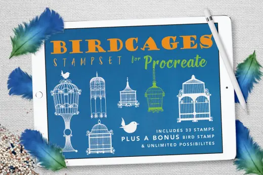 [Paid] Procreate Birdcages Stampset — Procreate brush