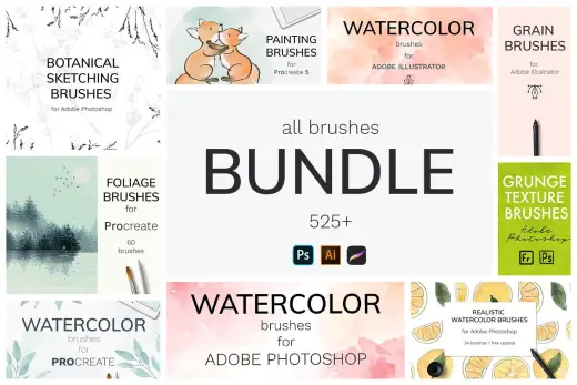 [Paid] Brushes Bundle – PS, AI, Procreate — Procreate brush