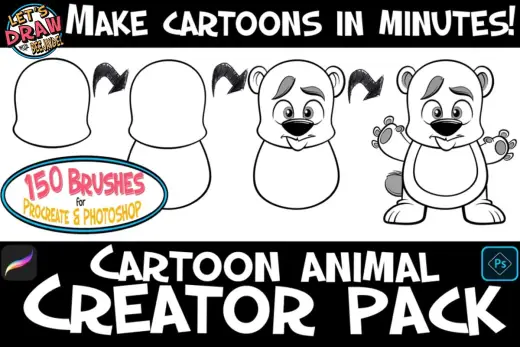 [Paid] Cartoon Animal Creator Pack Brushes — Procreate brush