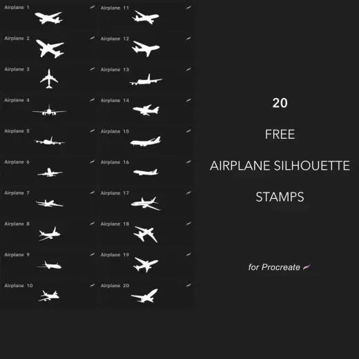 FREE airplane stamps set — Procreate brush