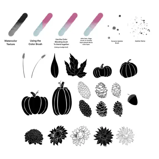 Fall Watercolor Brush Stamps — Procreate brush