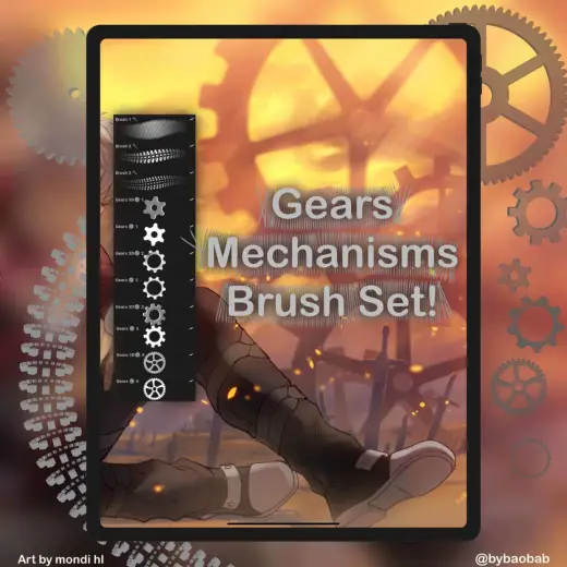 FREE Gears Mechanisms Brush Set! — Procreate brush