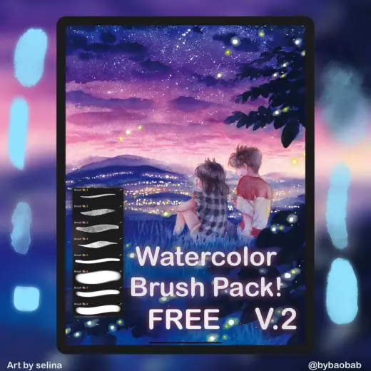 FREE Watercolor Brush Pack! V.2 — Procreate brush