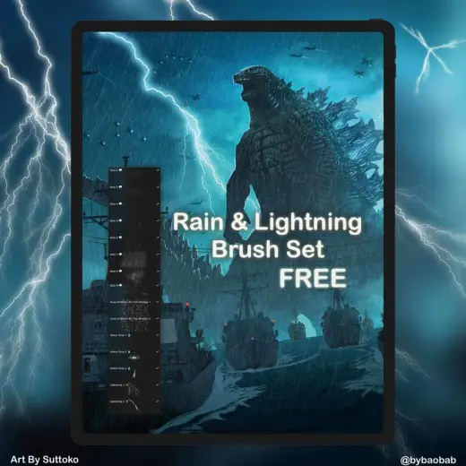 FREE Rain & Lightning Brush Set! — Procreate brush