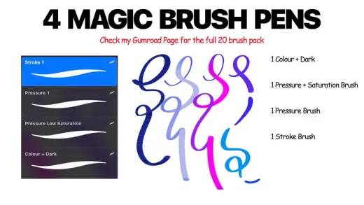 FREE Magic Brush Pens-4 Brushes — Procreate brush
