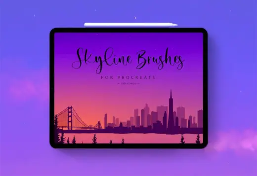 FREE 130 skyline silhouette stamps! — Procreate brush