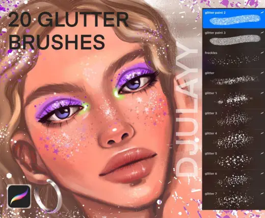 20 GLITTER BRUSHES — Procreate brush