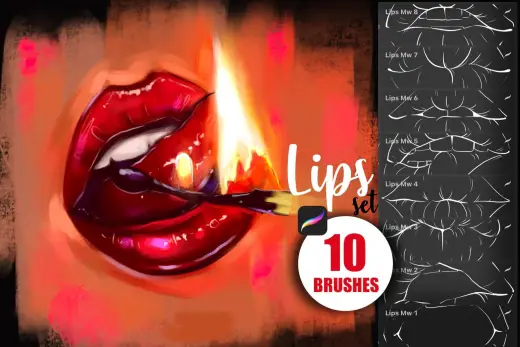 Lips brush set – 10 procreate brushes — Procreate brush