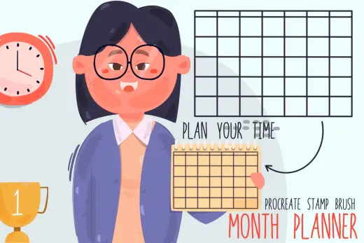 MONTH planner procreate brush FREE — Procreate brush