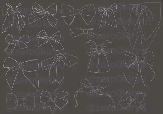 16 Hair bows stamp — Procreate brush