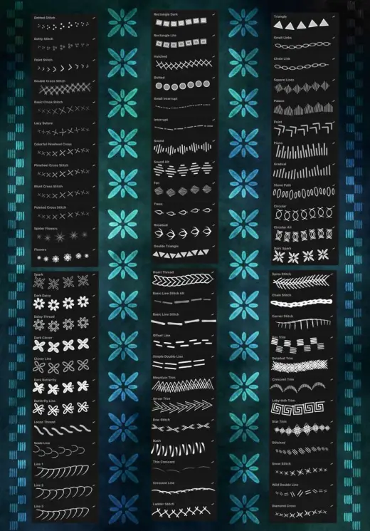 Embroidery, Stitching, Trim — Procreate brush