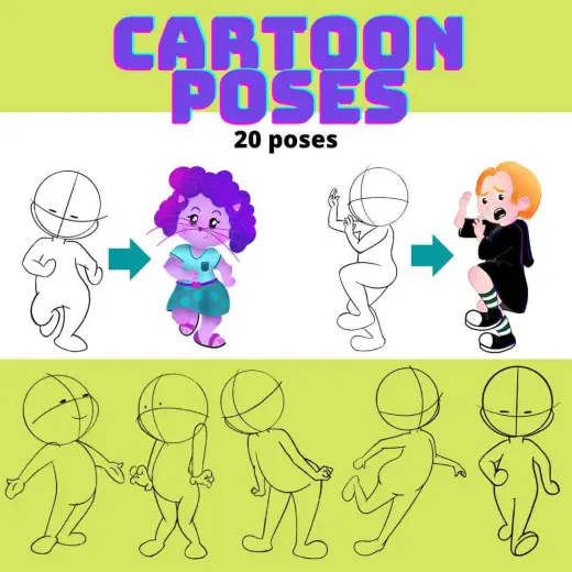 Free Cartoon Poses Brushset — Procreate brush