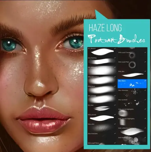 Haze Long Procreate Portrait Brushes — Procreate brush