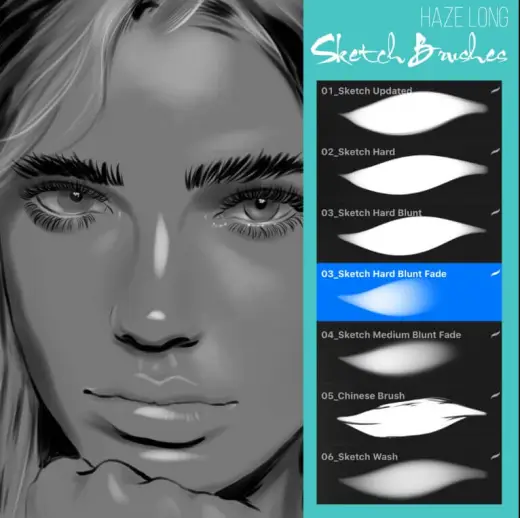 Haze Long Procreate Sketch Brushes Extended Pack — Procreate brush