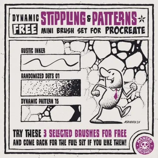 Stippling & Patterns FREE Mini Brush Set for Procreate — Procreate brush