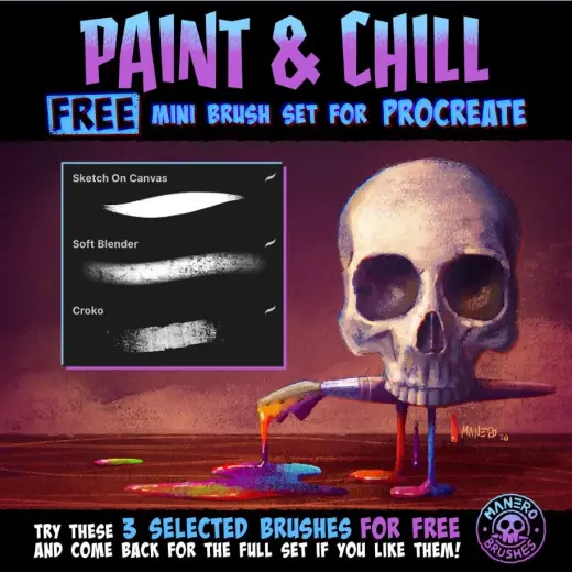 Paint & Chill FREE Mini Brush Set for Procreate — Procreate brush