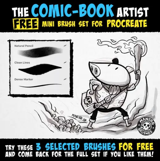 The Comic-Book Artist FREE Mini Brush Set for Procreate — Procreate brush
