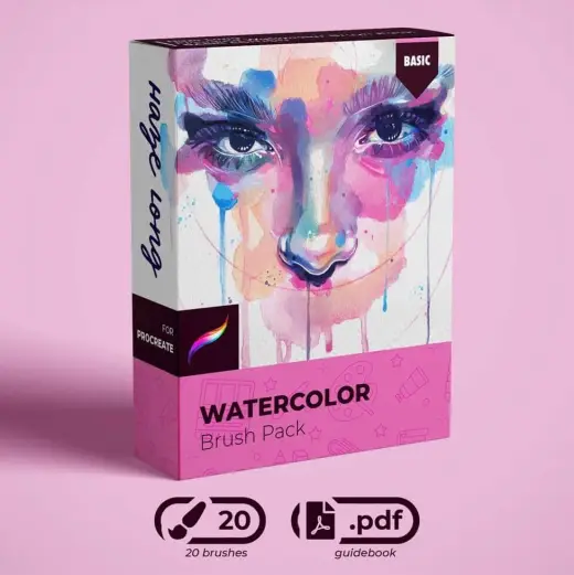Haze Long Procreate Watercolor Brush Pack — Procreate brush