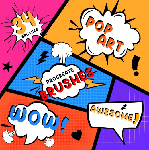 Pop Art Comic Elements for Procreate — Procreate brush