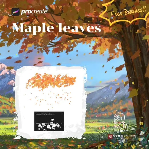 Free!! Maple leaves Procreate brushes — Procreate brush