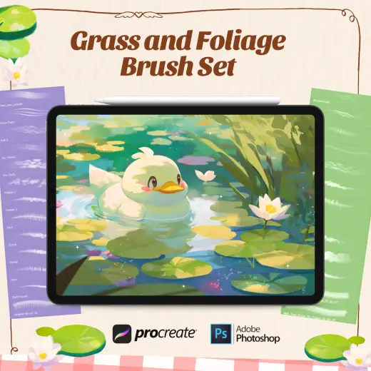 Duckie Grass and Foliage Brush Set Free Trial — Procreate brush