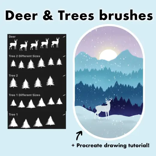 Trees & Deer Brushes for Procreate — Procreate brush