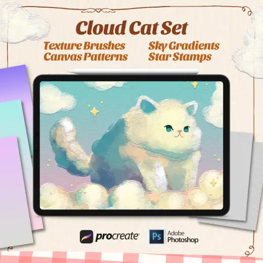 Cloud Cat Set Free Trial — Procreate brush