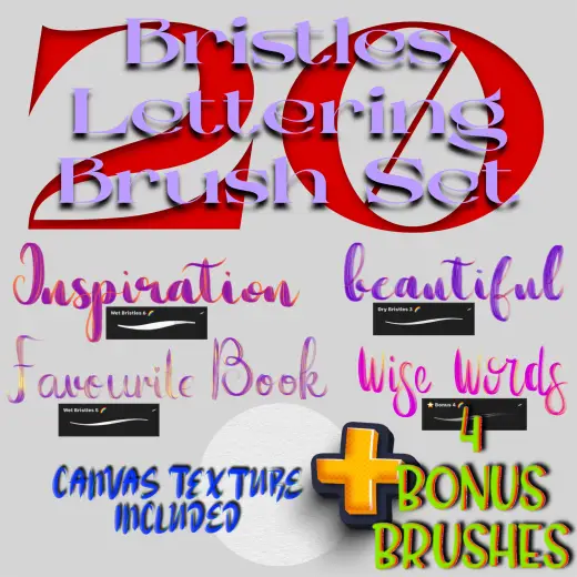 Bristles Lettering Brush Set — Procreate brush