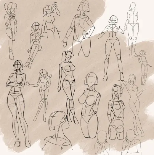 16 Female Body Reference Stamps! — Procreate brush