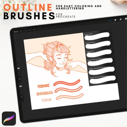 Free Procreate Outline Brushes for easy Coloring & Handlettering — Procreate brush