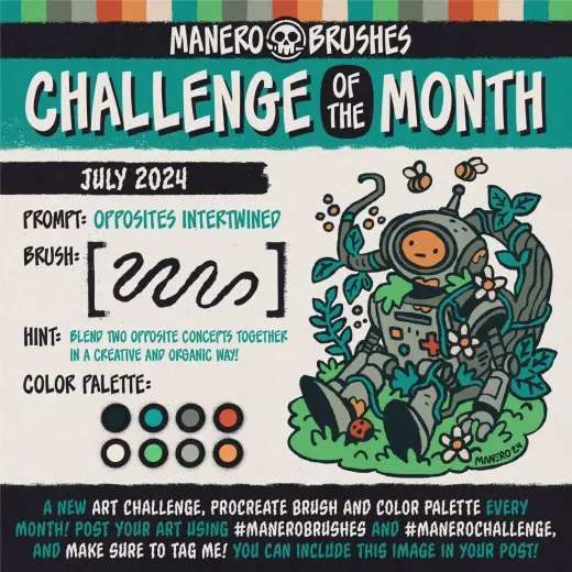 Challenge of the Month [July 2024] – An Art Prompt, Procreate Brush and Color Palette Every Month! — Procreate brush