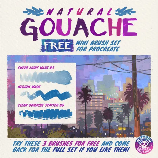 Natural Gouache FREE Mini Brush Set for Procreate — Procreate brush