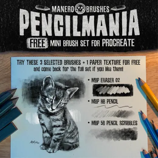 Pencilmania FREE Mini Brush Set for Procreate — Procreate brush