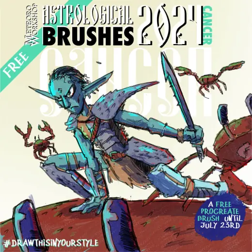 CANCER 2024 – Free procreate Brush & color palette — Procreate brush