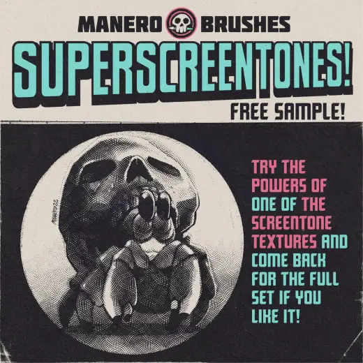 SuperScreentones FREE Sample for Procreate, Photoshop, CSP and MORE! — Procreate brush