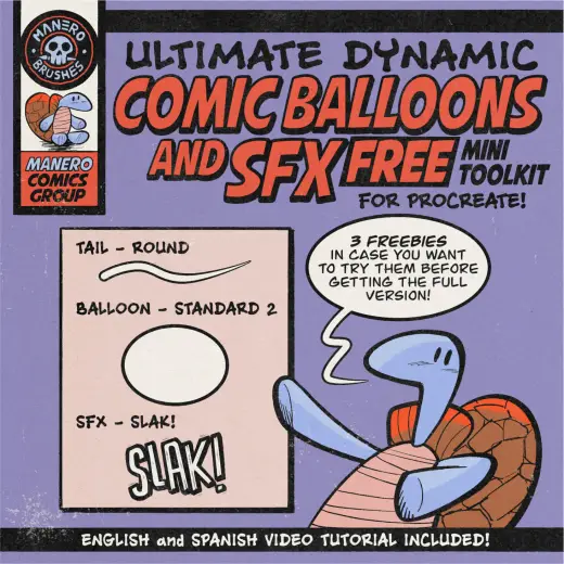 FREE Comic Balloons & SFX Mini Toolkit for Procreate — Procreate brush