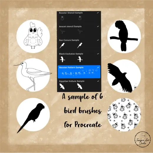 TAS bird stamp brush set for Procreate — Procreate brush