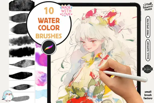 FREE Procreate Watercolor Brushes: Aquarelle Dreams, Realistic Watercolor Brushes for Soft Washes, Textures, and Details — Procreate brush