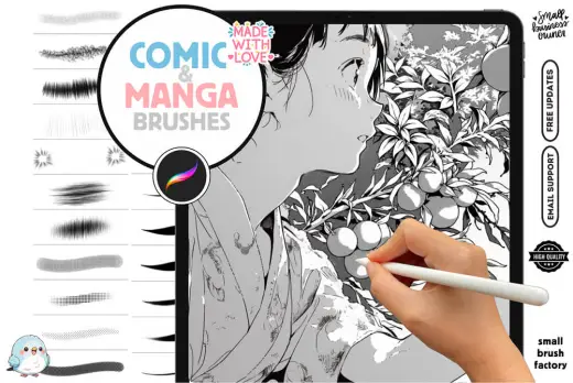 FREE Procreate Manga Brushes: Manga Master Studio, Lineart, Fill, Hatching, Halftones, and Effects for Manga and Comics — Procreate brush