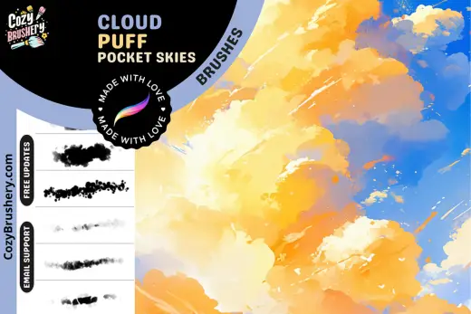 Procreate Brushes: Cloud Puff Pocket Skies, 9 Brushes for Soft, Bold, and Dreamy Sky Textures — Procreate brush