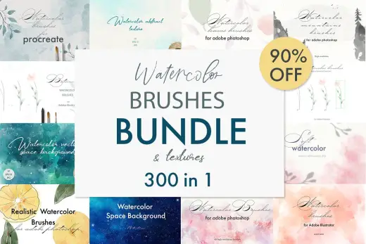 [Paid] Watercolor brushes & textures bundle — Procreate brush