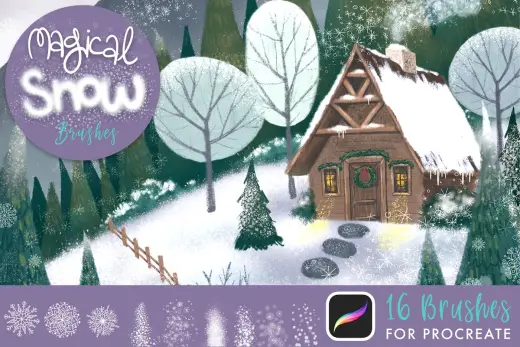 [Paid] Magical Snow Procreate Brushes — Procreate brush