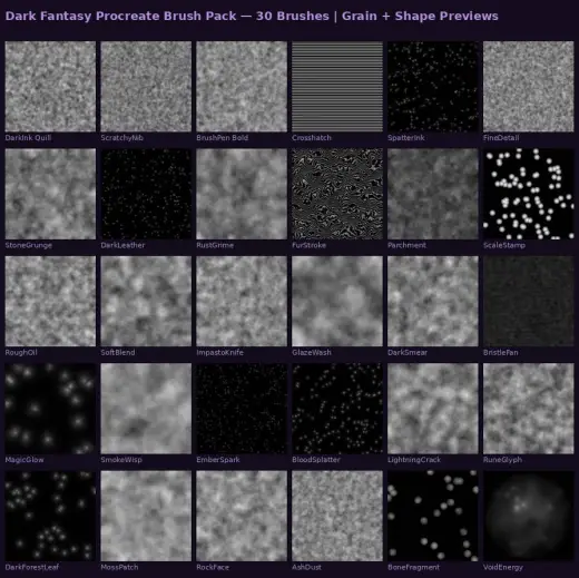 Dark Fantasy Procreate Brush Pack - 30 Custom Brus — Procreate brush